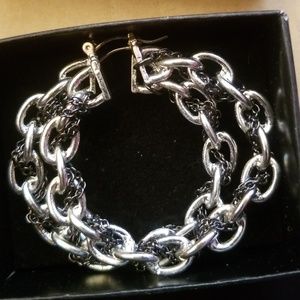 Silver tone chain earrings